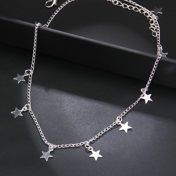 Silver ‘Stars-on-a-String’ Choker Necklace - Picture 3 of 8